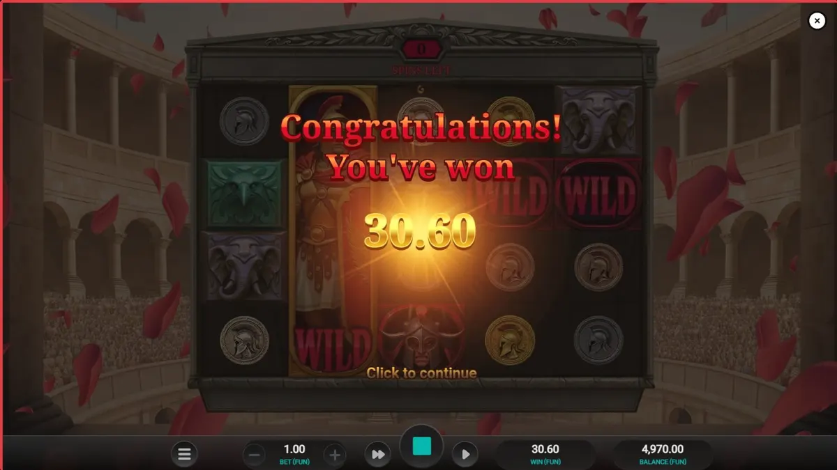 Arena of Fortune slot com tema de gladiadores e Coliseu